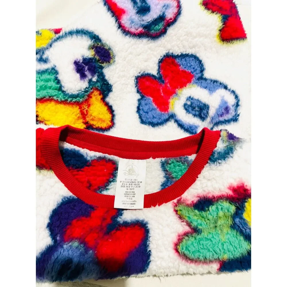 Disney Sweater Mickey Minnie mouse fun pile fleece colorful resort Kids girl L